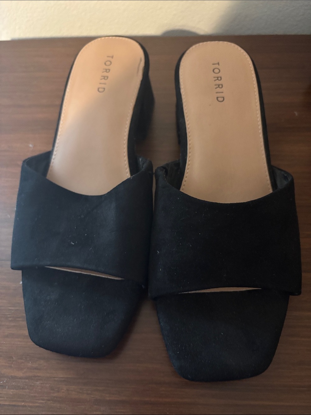 torrid Black Open-Toe Slide Mules 11 WW width
